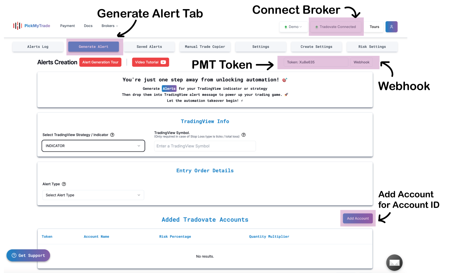 PickMyTrade Dashboard Locations